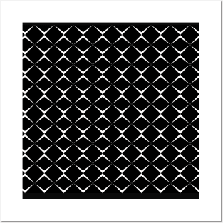 black and white square pattern Posters and Art